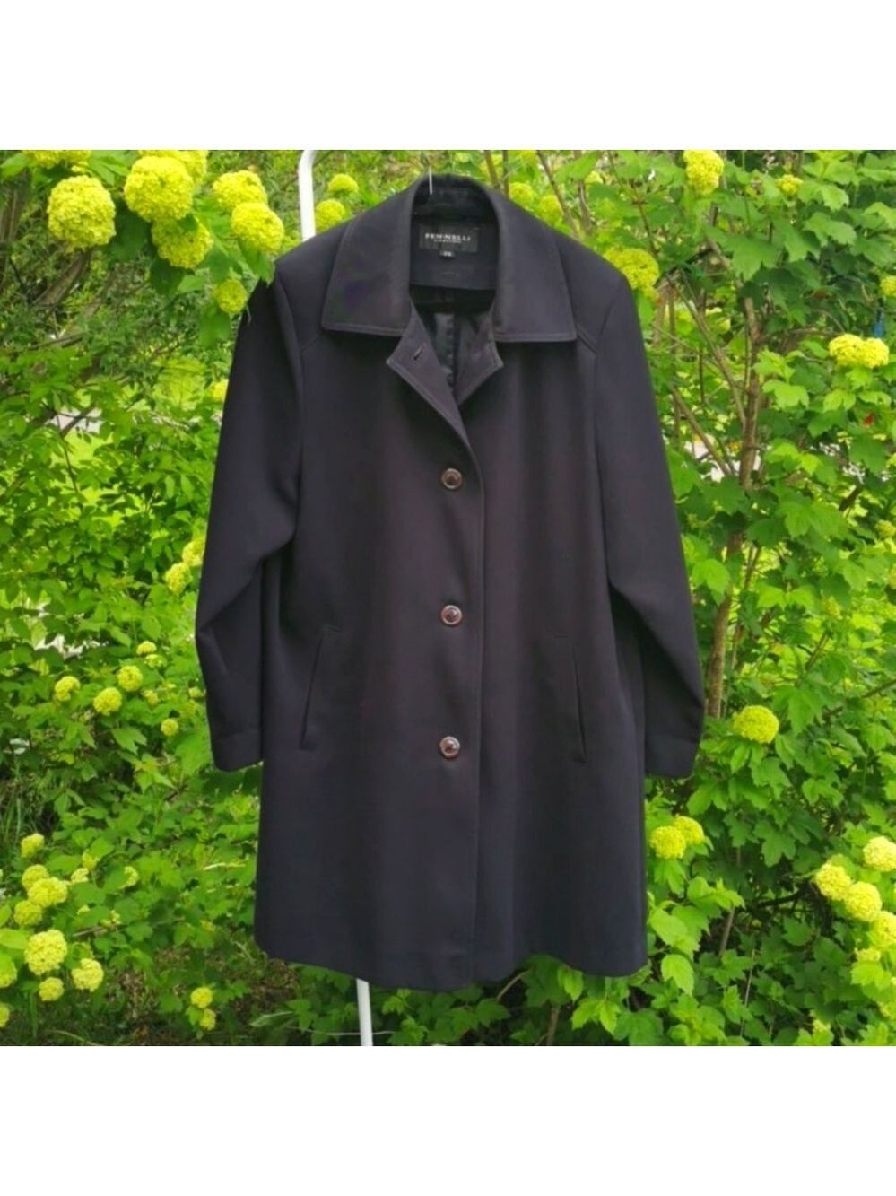 FEN-NELLI Womens Timeless Navy Trenchcoat Classy. Size 7/8